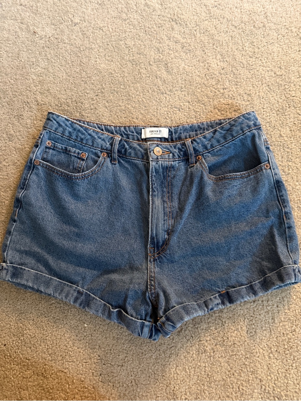 Forever 21 Dark Blue High-Rise Denim Shorts size US 30W